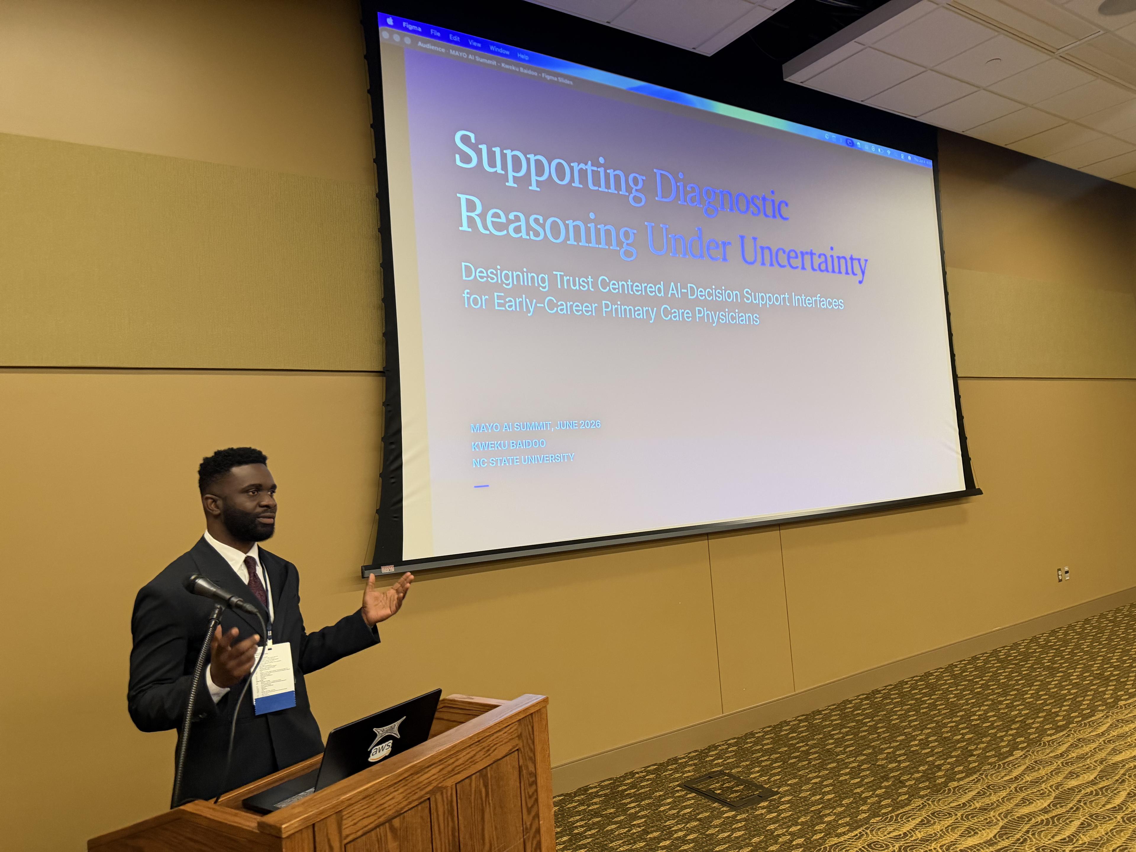 Founder presenting on Trust-Centered Health AI